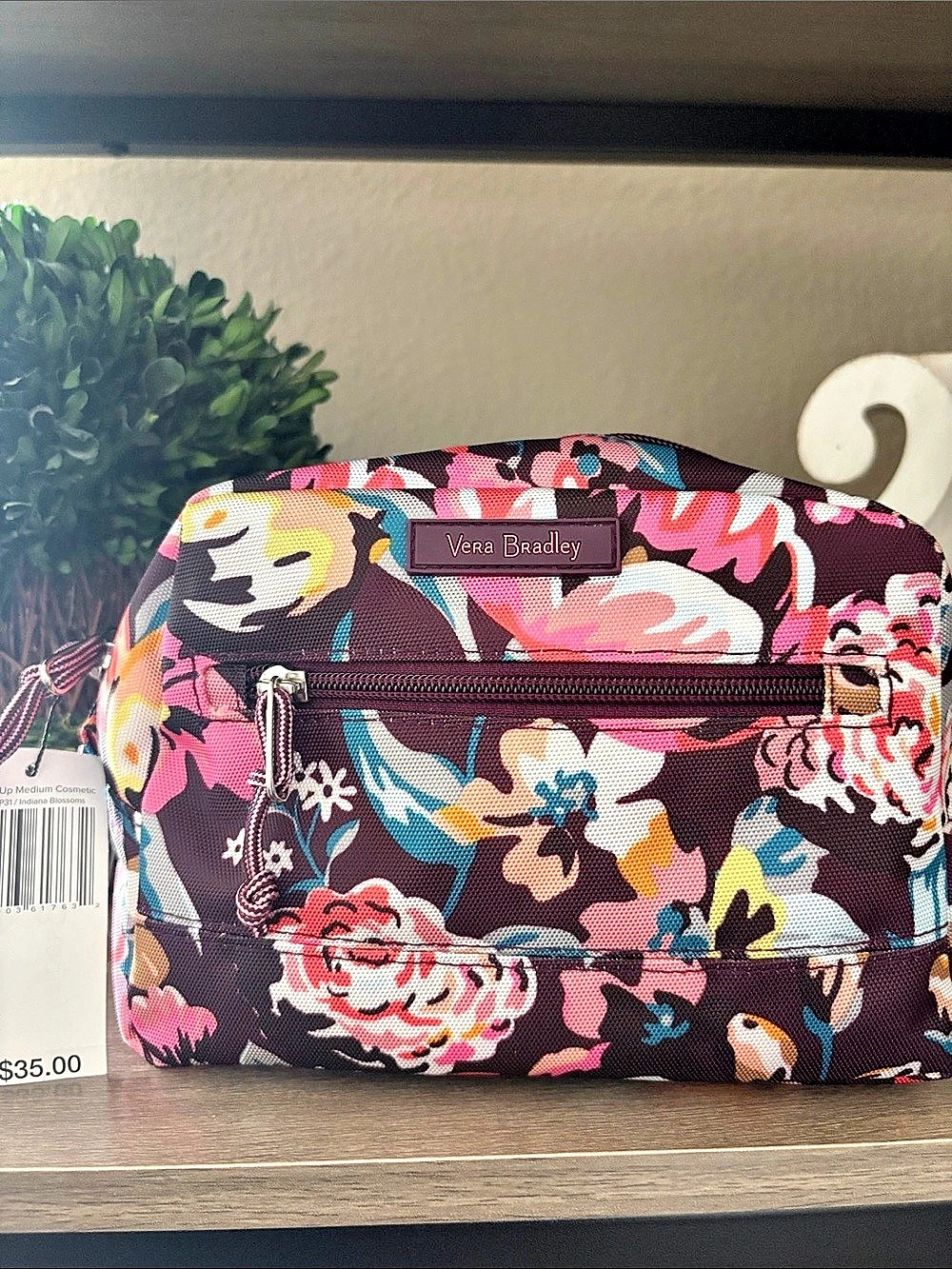 Vera Bradley Lighten Up Medium Cosmetic Floral Bag in Indiana Blossoms print NWT